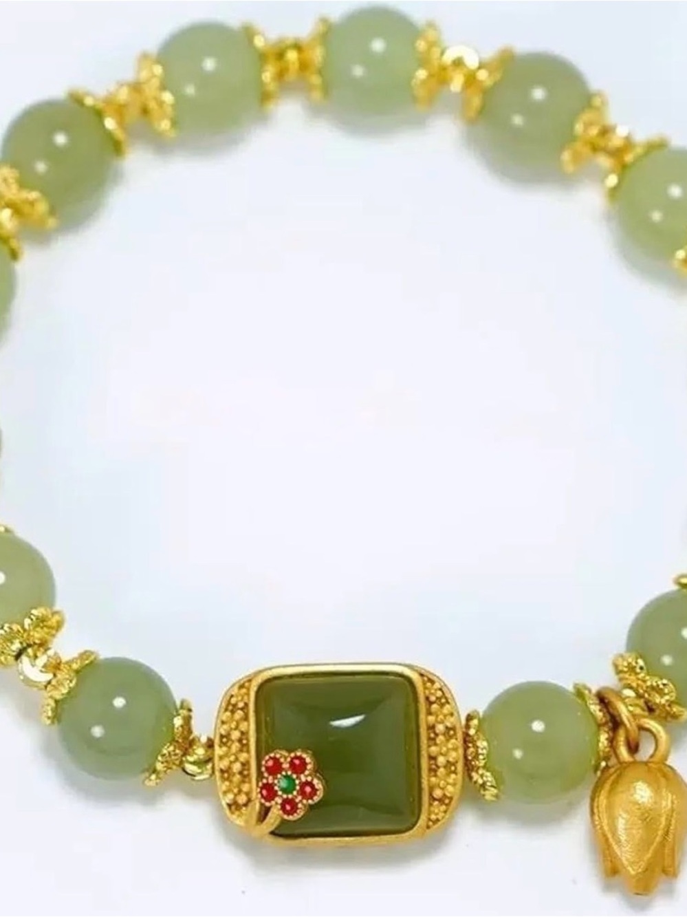 Synthetic Agate Lucky Bracelet. Retro Beaded Jewelry for Women.